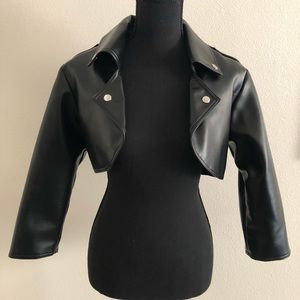 Cropped faux leather bolero jacket